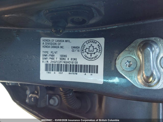 Honda CIVIC EX 2016 2HGFC2F74GH016159 Image 9