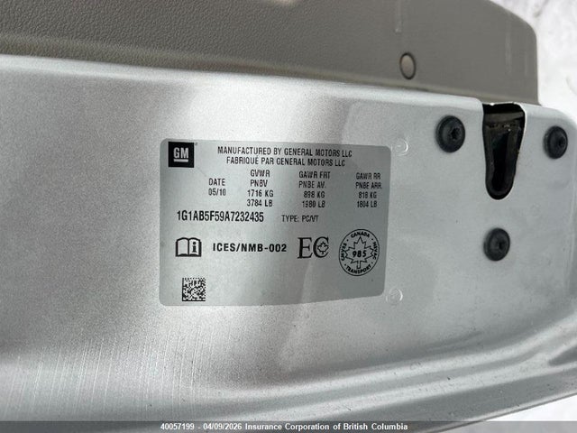Aukcja sprzedaży 2010 Chevrolet Cobalt Ls, vin: 1G1AB5F59A7232435, numer aukcji: 40057199