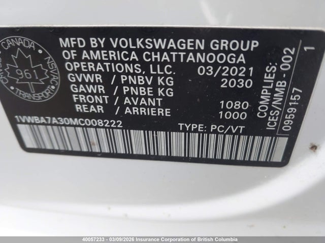 Volkswagen Passat Highline 2021 1VWBA7A30MC008222 Image 18