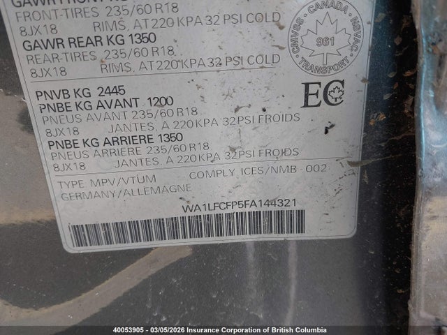 WA1LFCFP5FA144321 Audi Q5 Premium Plus
