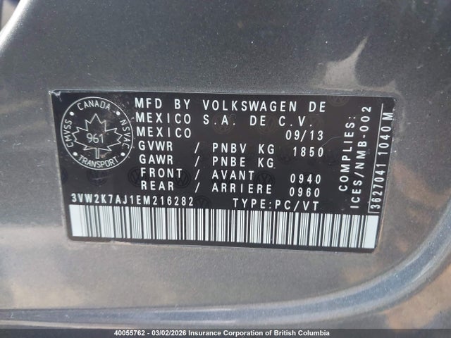 Volkswagen JETTA S 2014 3VW2K7AJ1EM216282 Image 9