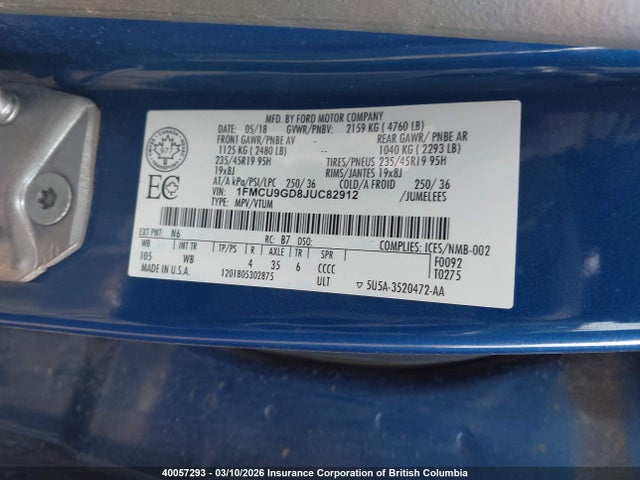 Ford ESCAPE SE 2018 1FMCU9GD8JUC82912 Image 18
