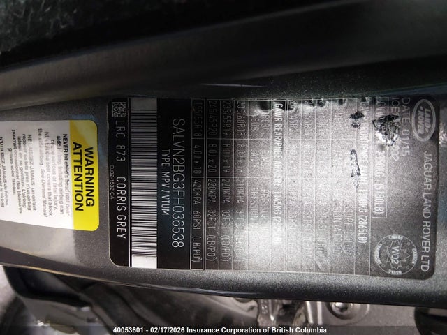 SALVN2BG3FH036538 Land Rover Range Rover Evoque Pure