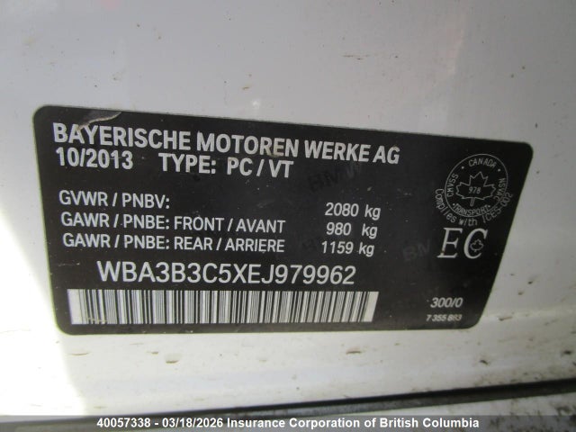 Aukcja sprzedaży 2014 Bmw 328i, vin: WBA3B3C5XEJ979962, numer aukcji: 40057338