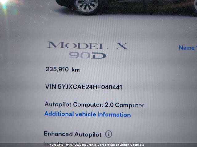 Aukcja sprzedaży 2017 Tesla Model X Awd/standard Range, vin: 5YJXCAE24HF040441, numer aukcji: 40057343
