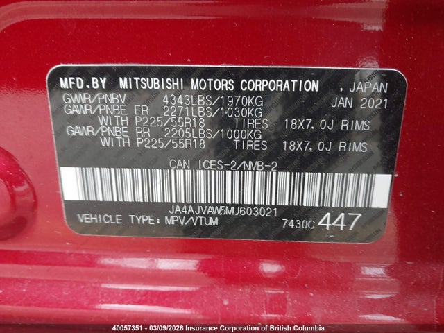 JA4AJVAW5MU603021 Mitsubishi RVR