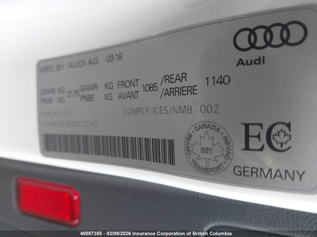 WAUBNAF49JN012742 Audi A4