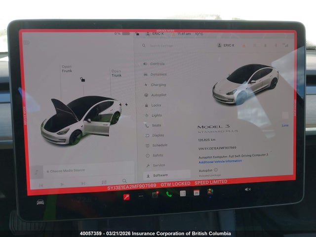 2021 Tesla Model 3 მანქანა იყიდება აუქციონზე, vin: 5YJ3E1EA2MF907569, აუქციონის ნომერი: 40057359