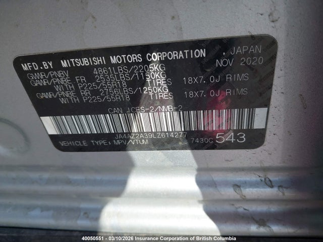 JA4AZ2A39LZ614277 Mitsubishi Outlander Es