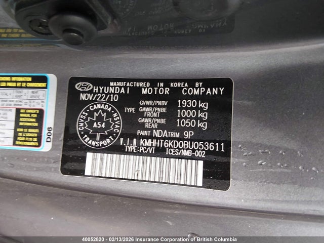 Aukcja sprzedaży 2011 Hyundai Genesis Coupe 2.0t, vin: KMHHT6KD0BU053611, numer aukcji: 40052820