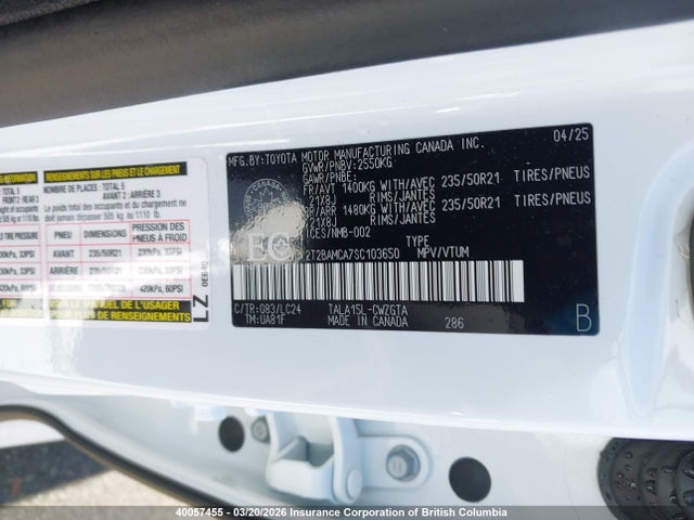 Продажа на аукционе авто 2025 Lexus Rx 350, vin: 2T2BAMCA7SC103650, номер лота: 40057455