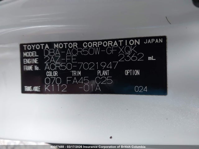Aukcja sprzedaży 2006 Toyota Alphard, vin: ACR507021947, numer aukcji: 40057488