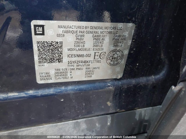 1GYFZFR48KF177981 Cadillac XT4 SPORT