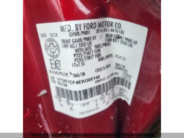 Продажа на аукционе авто 2014 Ford F150, vin: 1FTMF1CF4EKG00148, номер лота: 40057575