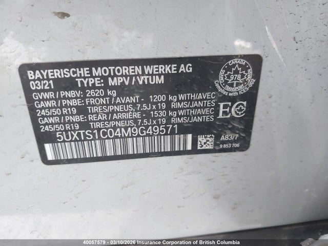 5UXTS1C04M9G49571 BMW X3