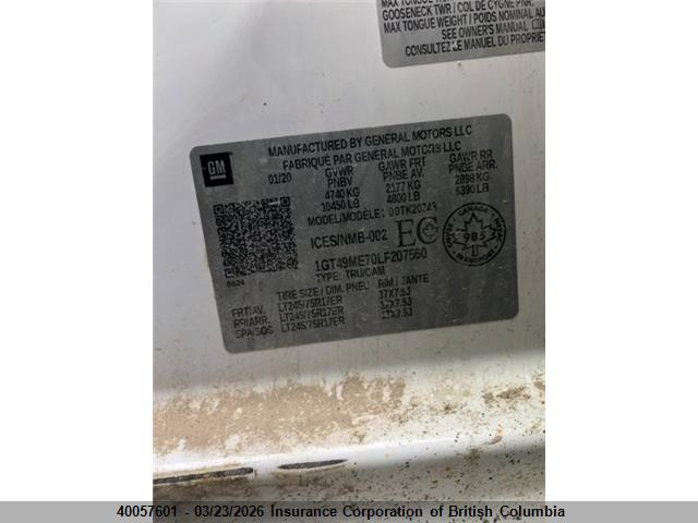 1GT49ME70LF207560 GMC Sierra K2500 Sle