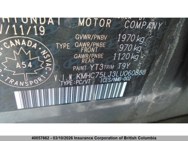 KMHC75LJ3LU060888 Hyundai Ioniq