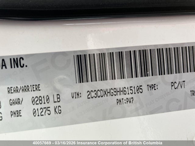 Продажа на аукционе авто 2017 Dodge Charger Sxt, vin: 2C3CDXHG9HH615105, номер лота: 40057669