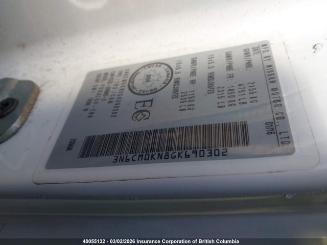 3N6CM0KN8GK690302 Nissan Nv200 2.5s/2.5sv