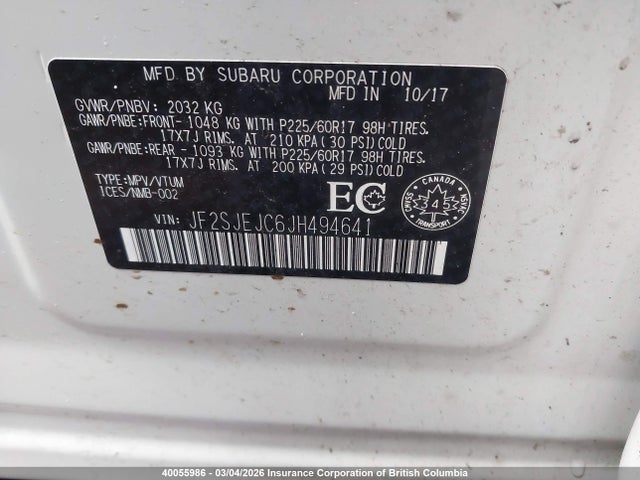 JF2SJEJC6JH494641 Subaru Forester 2.5i Limited