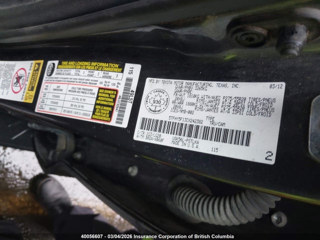 2012 Toyota Tundra Crewmax Limited მანქანა იყიდება აუქციონზე, vin: 5TFHY5F13CX242382, აუქციონის ნომერი: 40056607