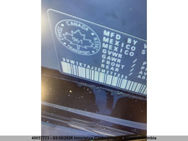 40057773 :رقم المزاد ، 3VW1K7AJ2EM277233 vin ، 2014 Volkswagen Jetta مزاد بيع