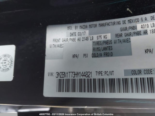 3MZBN1T73HM144821 Mazda 3 SE