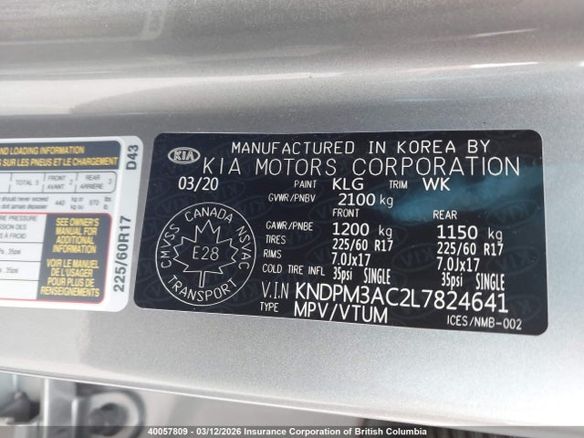 Aukcja sprzedaży 2020 Kia Sportage Lx, vin: KNDPM3AC2L7824641, numer aukcji: 40057809