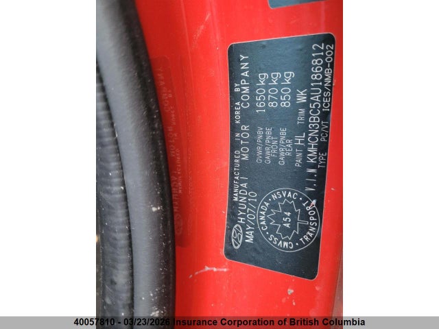 Продаж на аукціоні авто 2010 Hyundai Accent Se, vin: KMHCN3BC5AU186812, номер лоту: 40057810