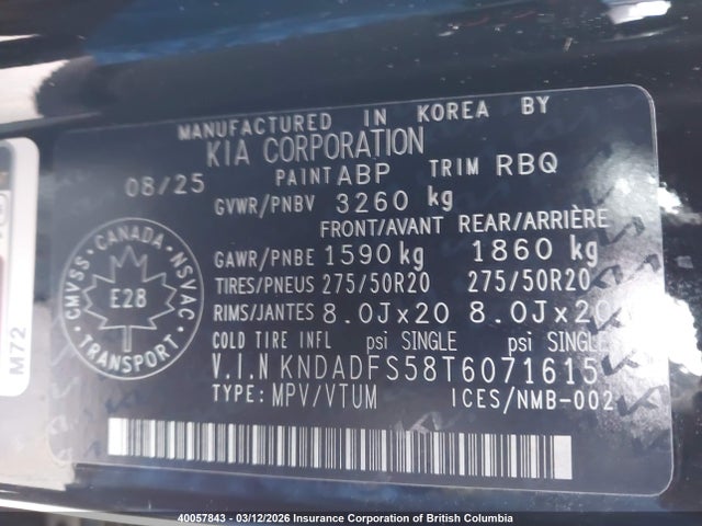 KNDADFS58T6071615 KIA ev9
