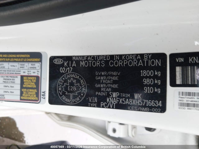 KIA Forte 2017 KNAFX5A8XH5716634 Image 9