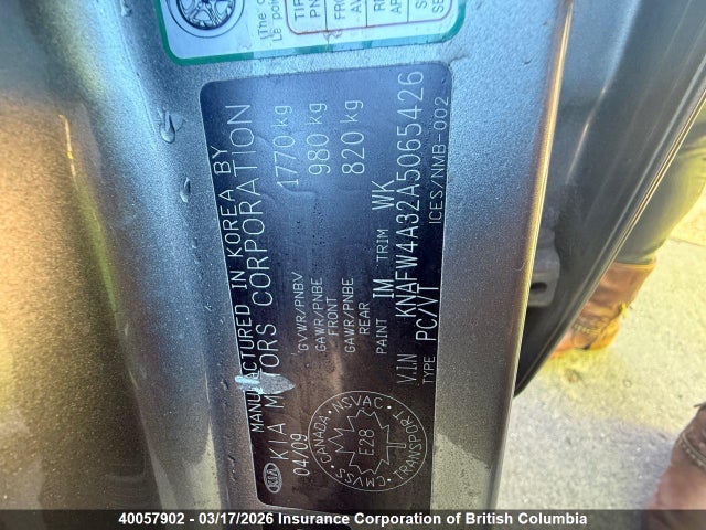 Aukcja sprzedaży 2010 Kia Forte, vin: KNAFW4A32A5065426, numer aukcji: 40057902