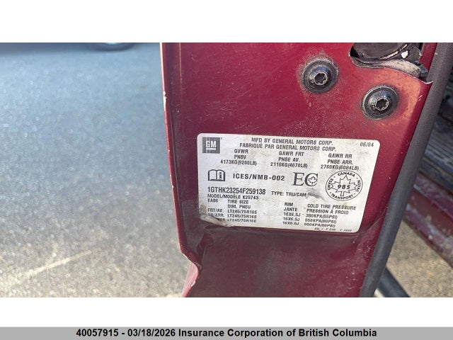 Aukcja sprzedaży 2004 Gmc Sierra K2500 Heavy Duty, vin: 1GTHK23254F259138, numer aukcji: 40057915