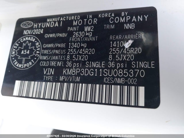 KM8P3DG11SU085370 Hyundai Santa Fe Preferred