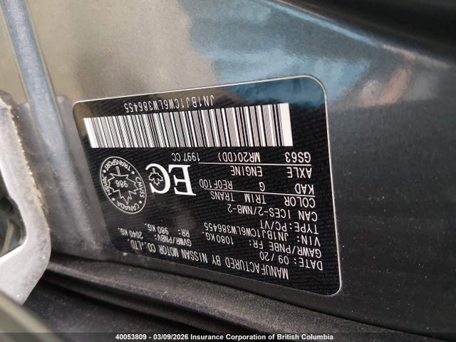 JN1BJ1CW6LW386455 Nissan Rogue Sport S/sv/sl