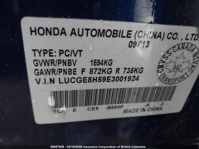 LUCGE8H59E3001924 Honda Fit