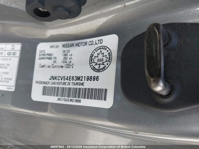 40057943 :رقم المزاد ، JNKCV54E63M219896 vin ، 2003 Infiniti G35 مزاد بيع