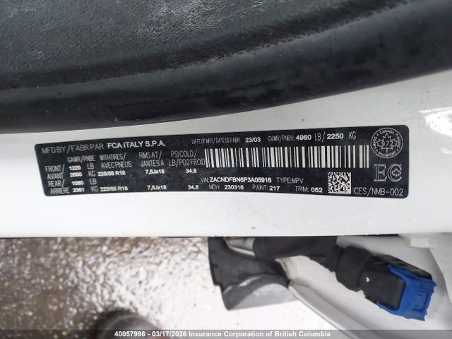 40057996 :رقم المزاد ، ZACNDFBN6P3A05916 vin ، 2023 Dodge Hornet Gt Plus مزاد بيع