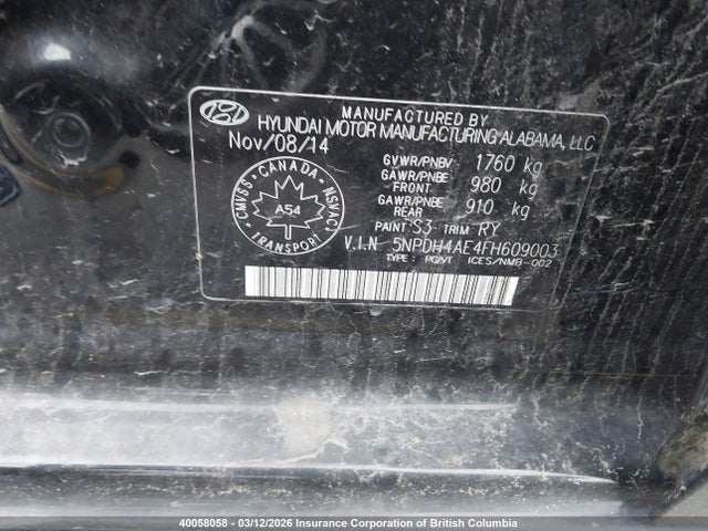 Aukcja sprzedaży 2015 Hyundai Elantra Se/sport/limited, vin: 5NPDH4AE4FH609003, numer aukcji: 40058058