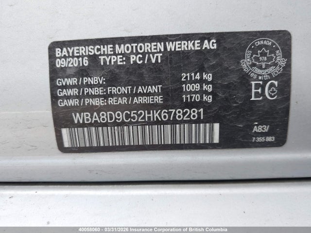 Aukcja sprzedaży 2017 Bmw 330i, vin: WBA8D9C52HK678281, numer aukcji: 40058060