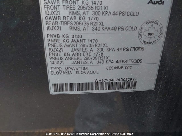 Продажа на аукционе авто 2009 Audi Q7 4.2 Quattro S-line, vin: WA1CV64L79D032983, номер лота: 40057070