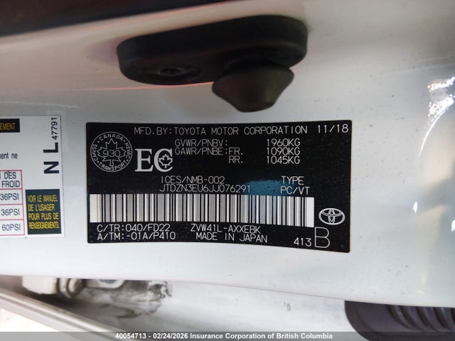 JTDZN3EU6JJ076291 Toyota PRIUS V