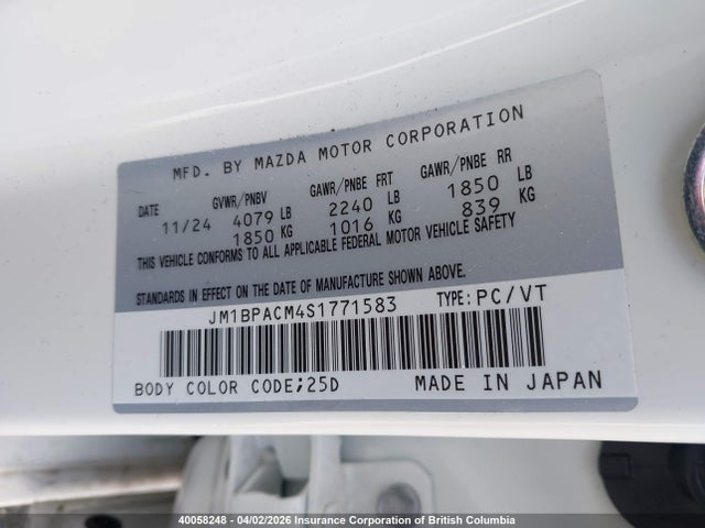 JM1BPACM4S1771583 Mazda Mazda3 Gs