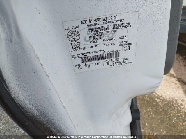 Продажа на аукционе авто 2005 Ford F350 Super Duty, vin: 1FTWW33P85EC17390, номер лота: 40054465