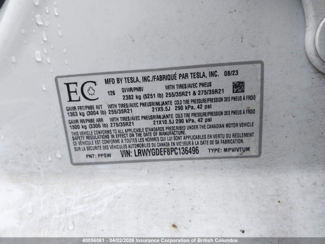 Tesla Model Y 2023 LRWYGDEF8PC136496 Image 9