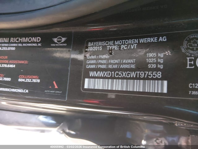 Mini Cooper Ctrymn/john Works 2016 WMWXD1C5XGWT97558 Image 9
