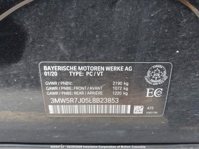 3MW5R7J05L8B23853 BMW 330XI
