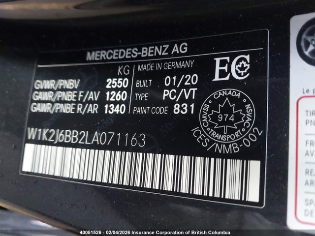 W1K2J6BB2LA071163 Mercedes-Benz Cls Amg 53 4matic