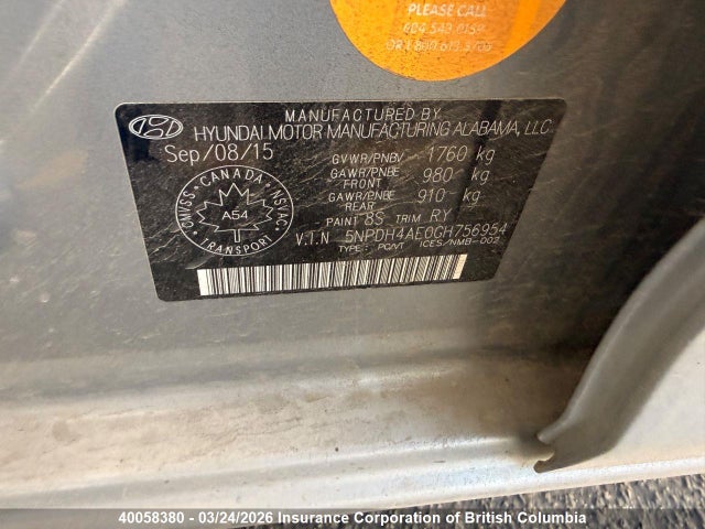 Aukcja sprzedaży 2016 Hyundai Elantra Gl, vin: 5NPDH4AE0GH756954, numer aukcji: 40058380