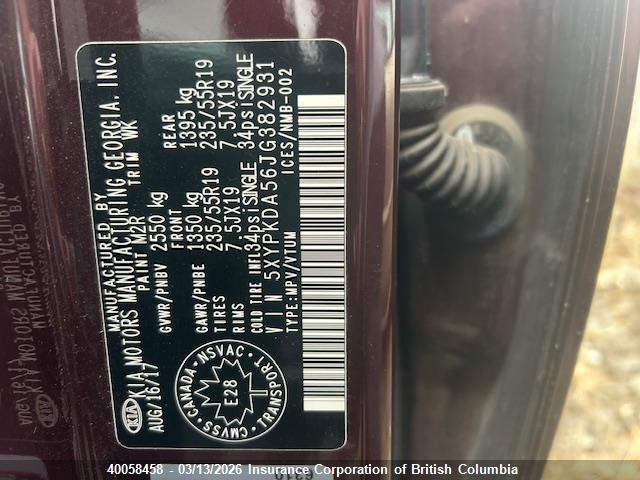 5XYPKDA56JG382931 KIA Sorento Sx/sx Limited